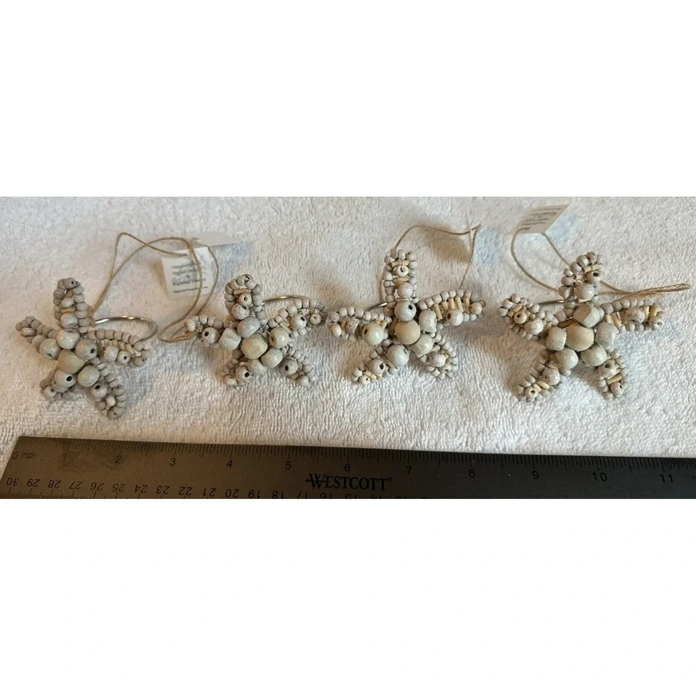 Rightside Design Starfish Napkins and Napkin Rings Set of 4 Never Used